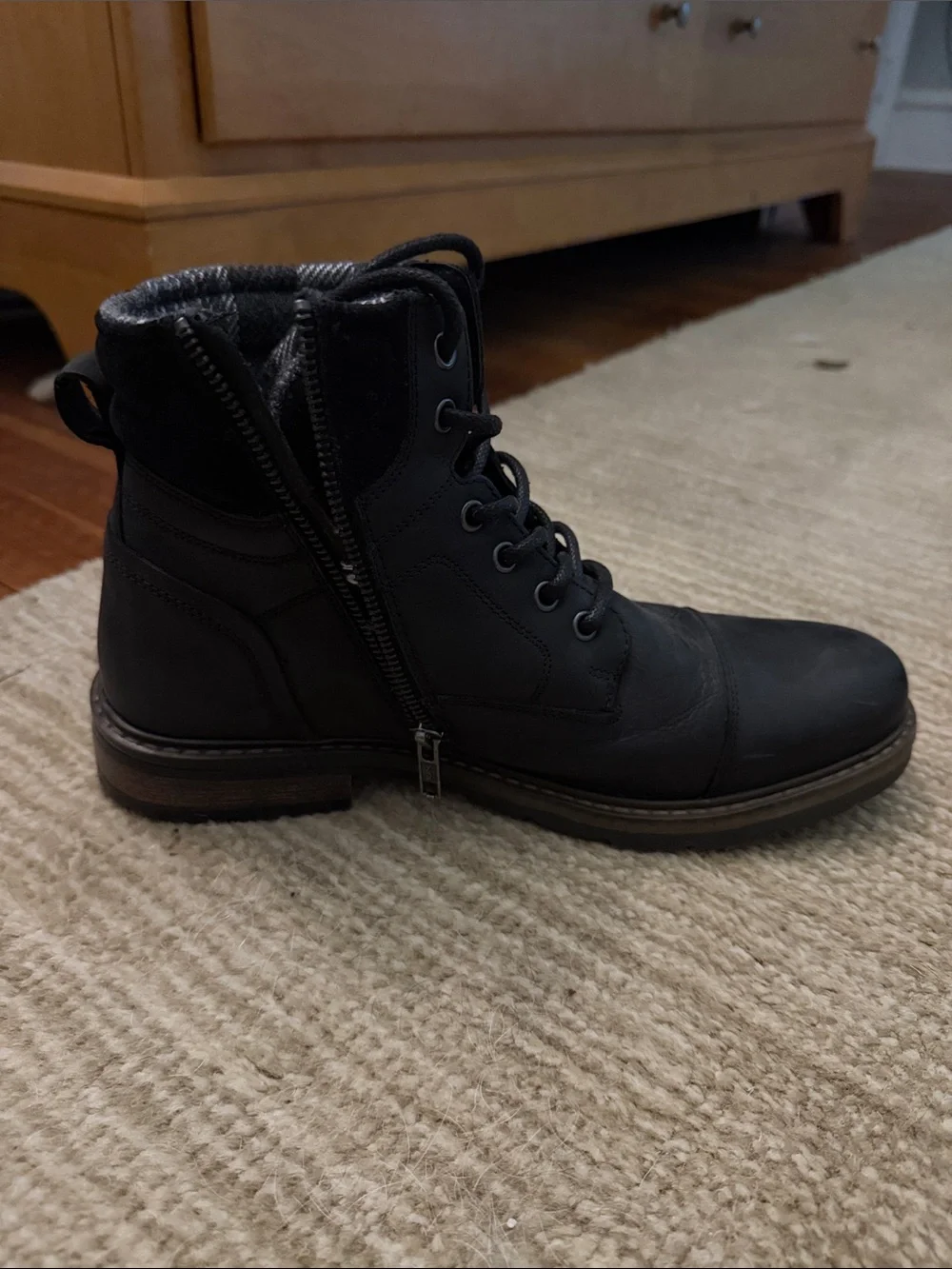 Crown Vintage Men's Black Lace-Up Leather Boots